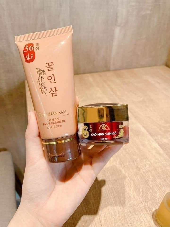 Combo sữa rữa mặt mật nhân sâm và cao sâm mụn 36 vị