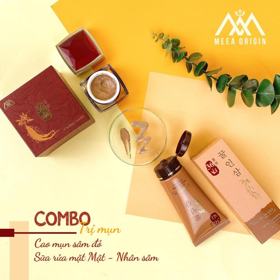 Combo sữa rữa mặt mật nhân sâm và cao sâm mụn 36 vị