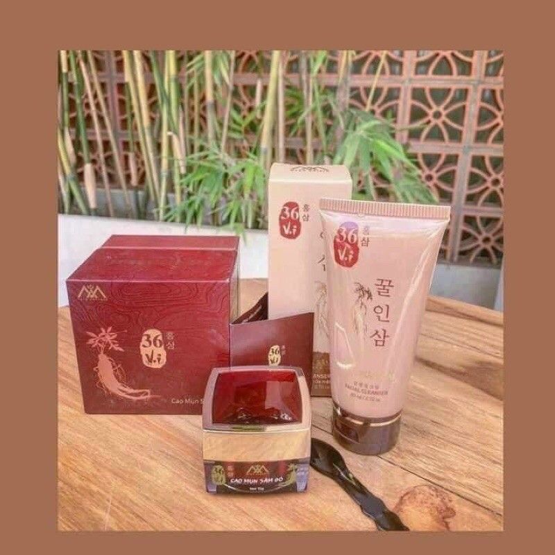 Combo sữa rữa mặt mật nhân sâm và cao sâm mụn 36 vị
