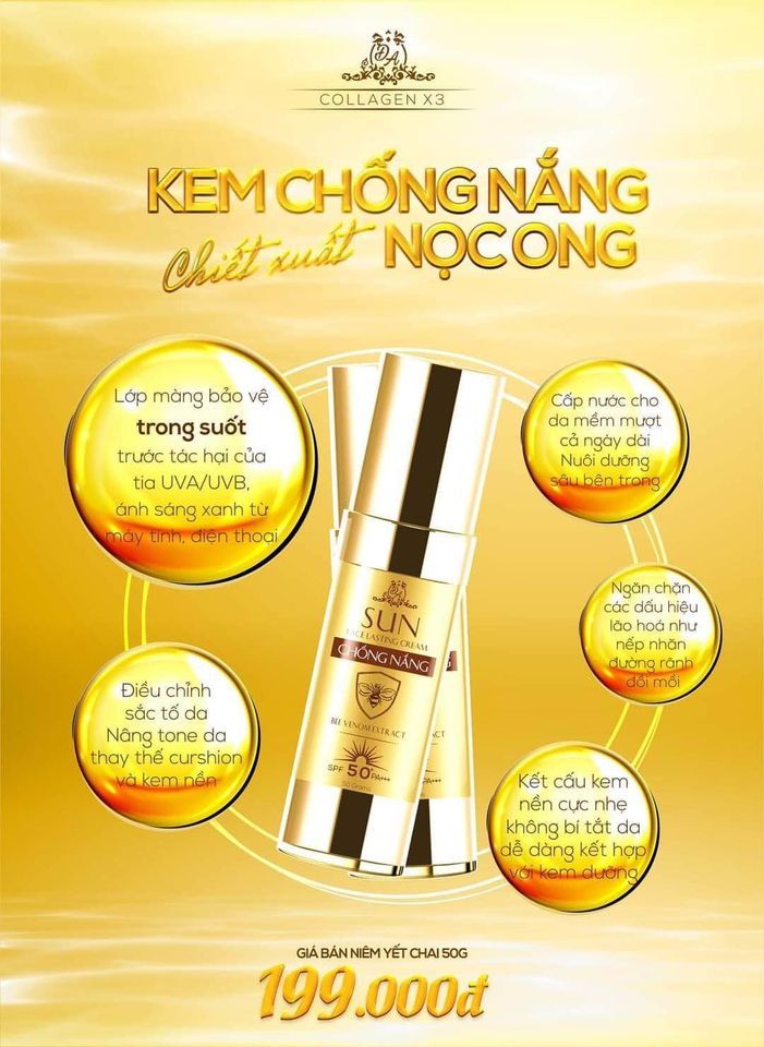 Kem chống nắng nọc ong Collagen X3 chính hãng công ty Đông Anh