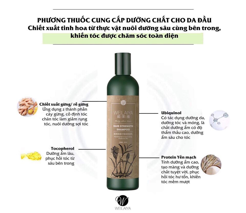Combo dầu gội xả gừng hà thủ ô Weilaiya chính hãng