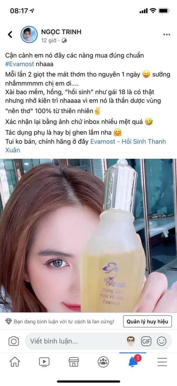 Dung Dịch Vệ Sinh Phụ Nữ Evamost 120ml chính hãng