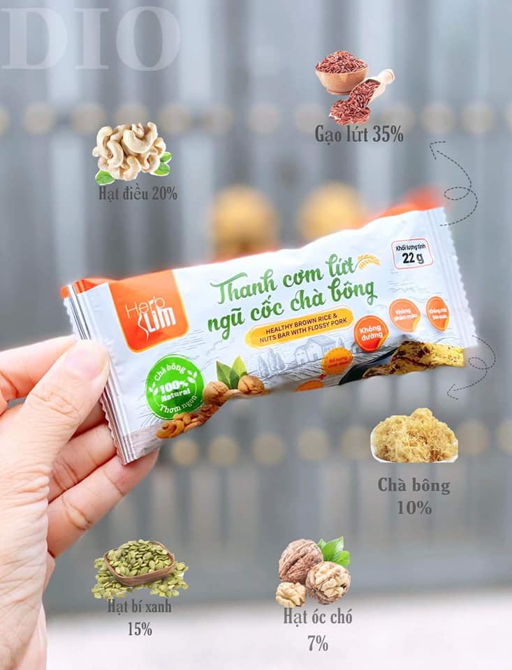 Thanh cơm lứt ngũ cốc Herbslim - giòn tan - ít calo không sợ béo