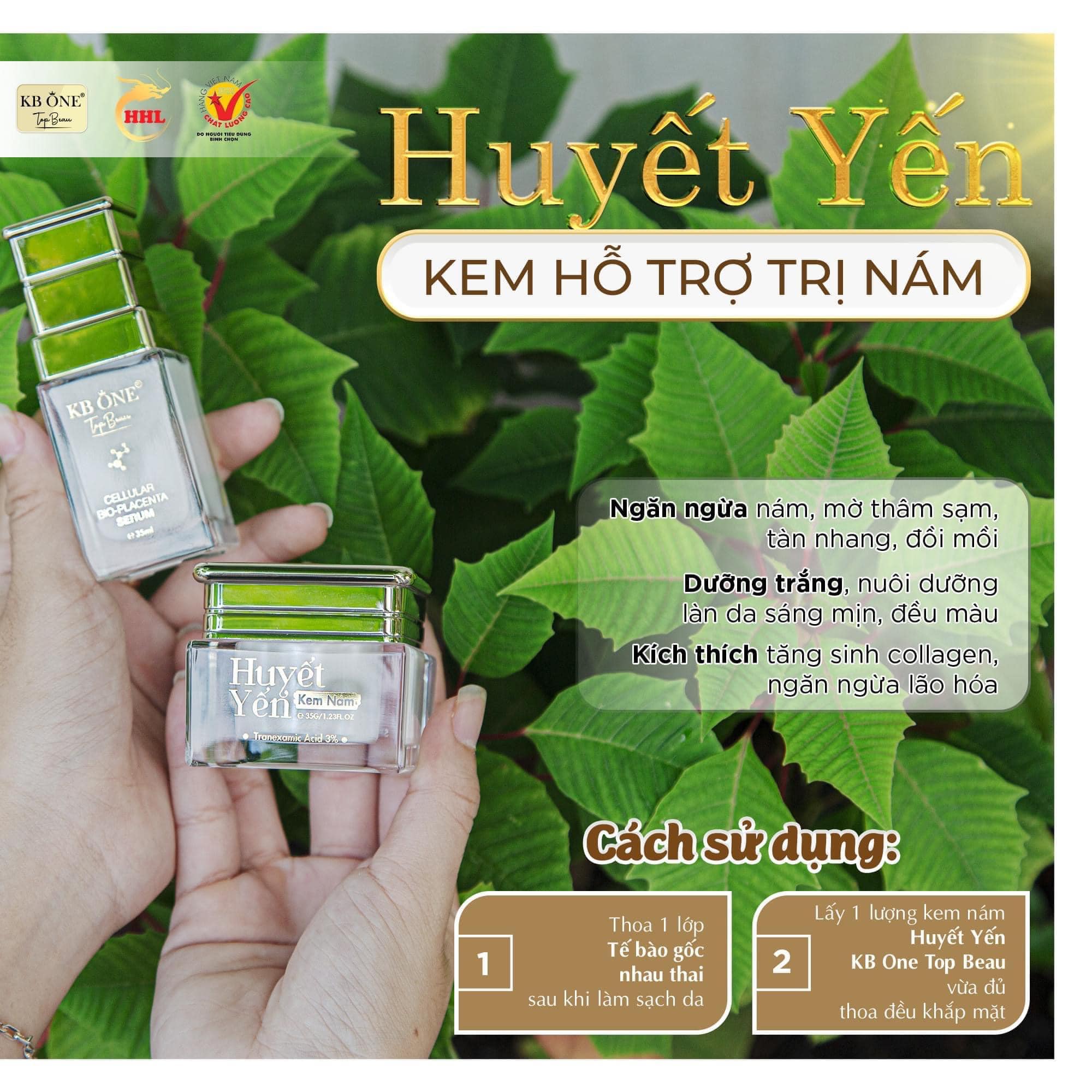 Combo Kem Face Huyết Yến Giảm Nám KB One