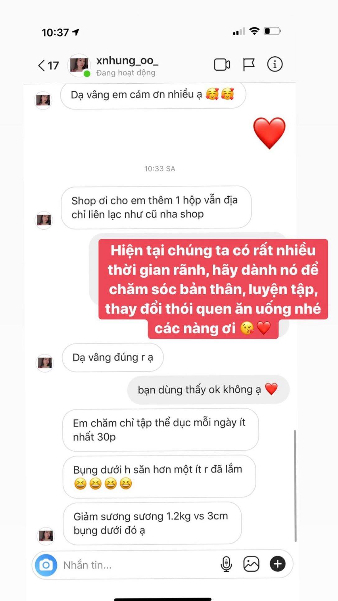 Lại là feedback xịn xò của khách dùng Cà Phê Sâm