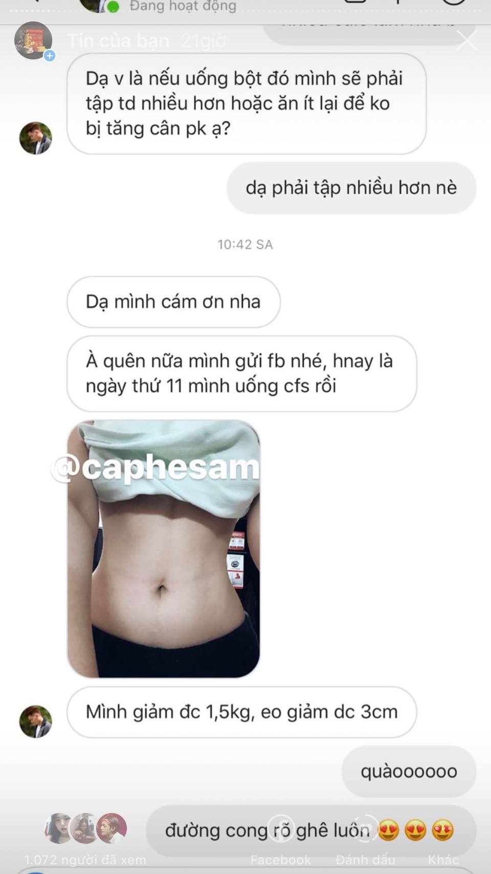 Lại là feedback xịn xò của khách dùng Cà Phê Sâm