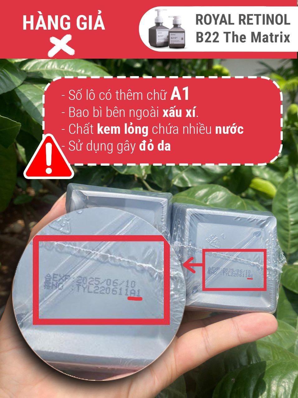 Phân biệt hàng giả Retinol B22 The matrix