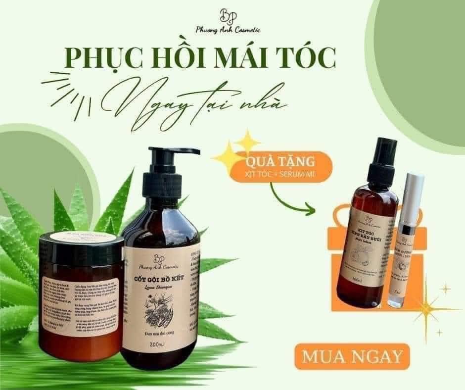 Combo Cốt Gội Bồ Kết Ủ Xả Bưởi Dừa Đun Nấu Thủ Công Phương Anh Cosmetic Tặng Kèm quà