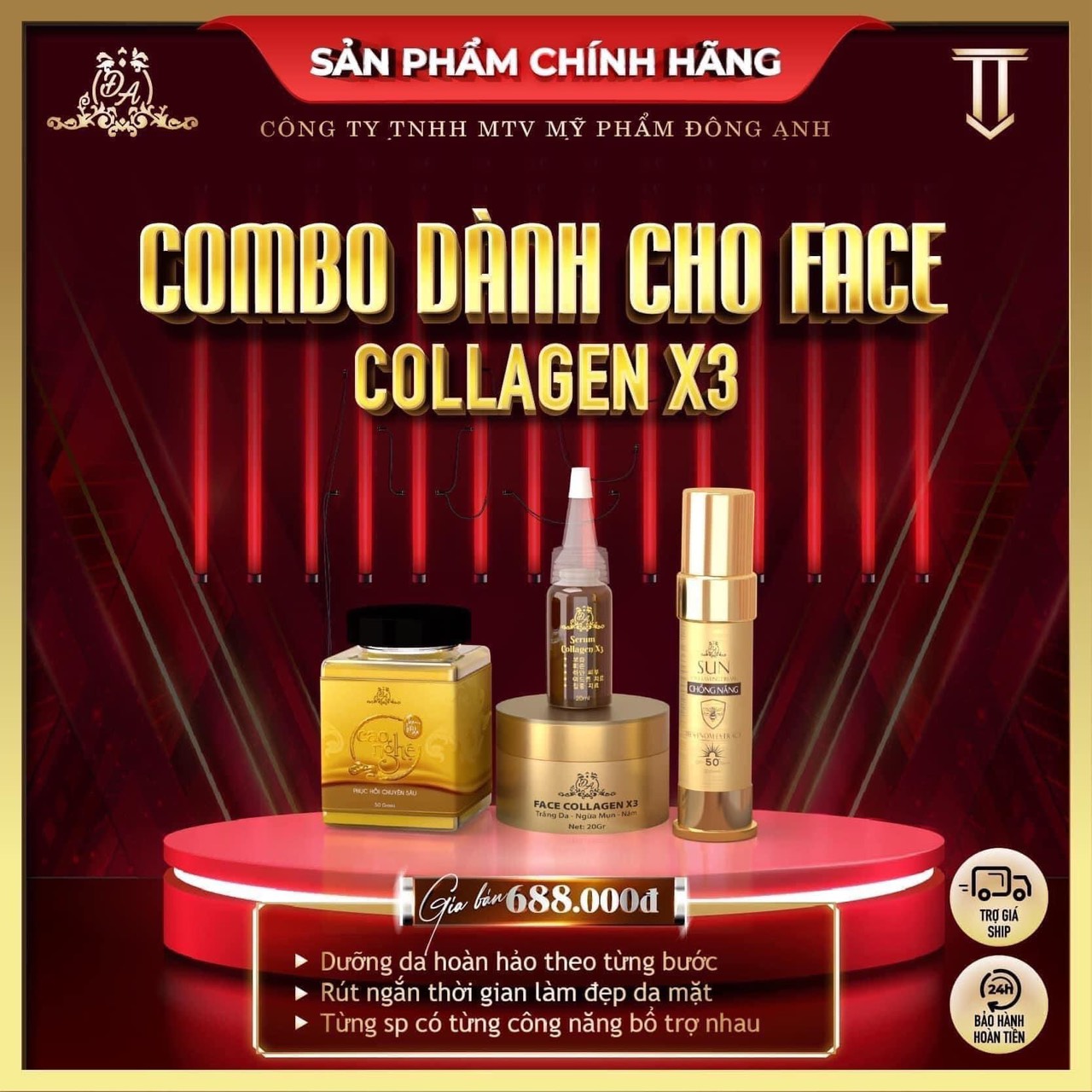 Phân phối chính hãng trọn bộ sản phẩm Collagen X3 Mỹ Phẩm Đông Anh