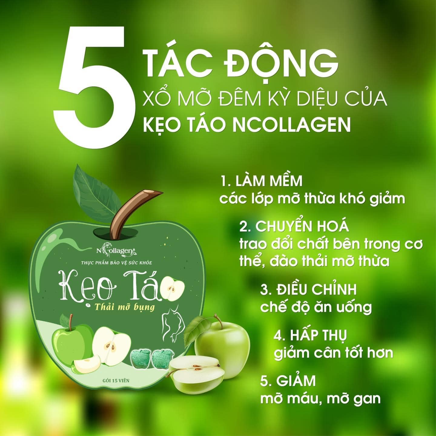 Kẹo táo ncollagen đỉnh cao công nghệ thải mỡ bụng an toàn tại nhà