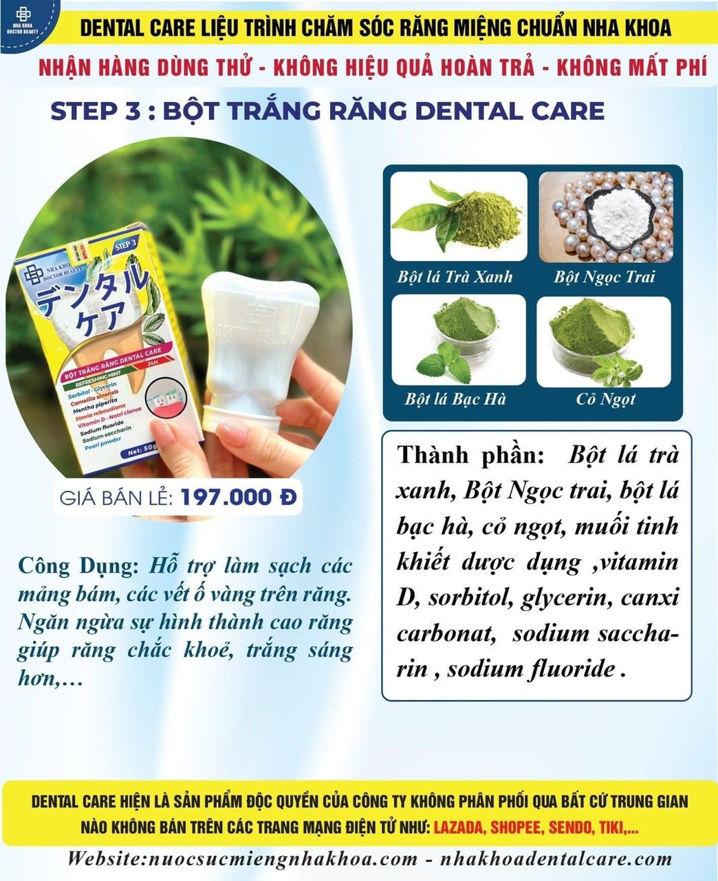 Nước súc miệng Dental Care chuẩn màu mẫu như hình