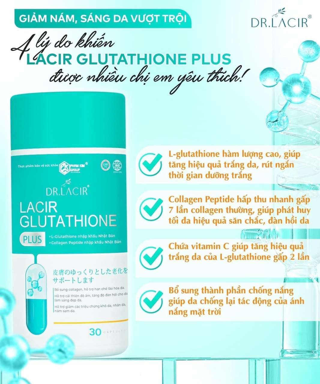 Chính thức lộ diện siêu phẩm Lacir Glutathione Plus vũ khí tuyệt đỉnh xử lý nám tận gốc