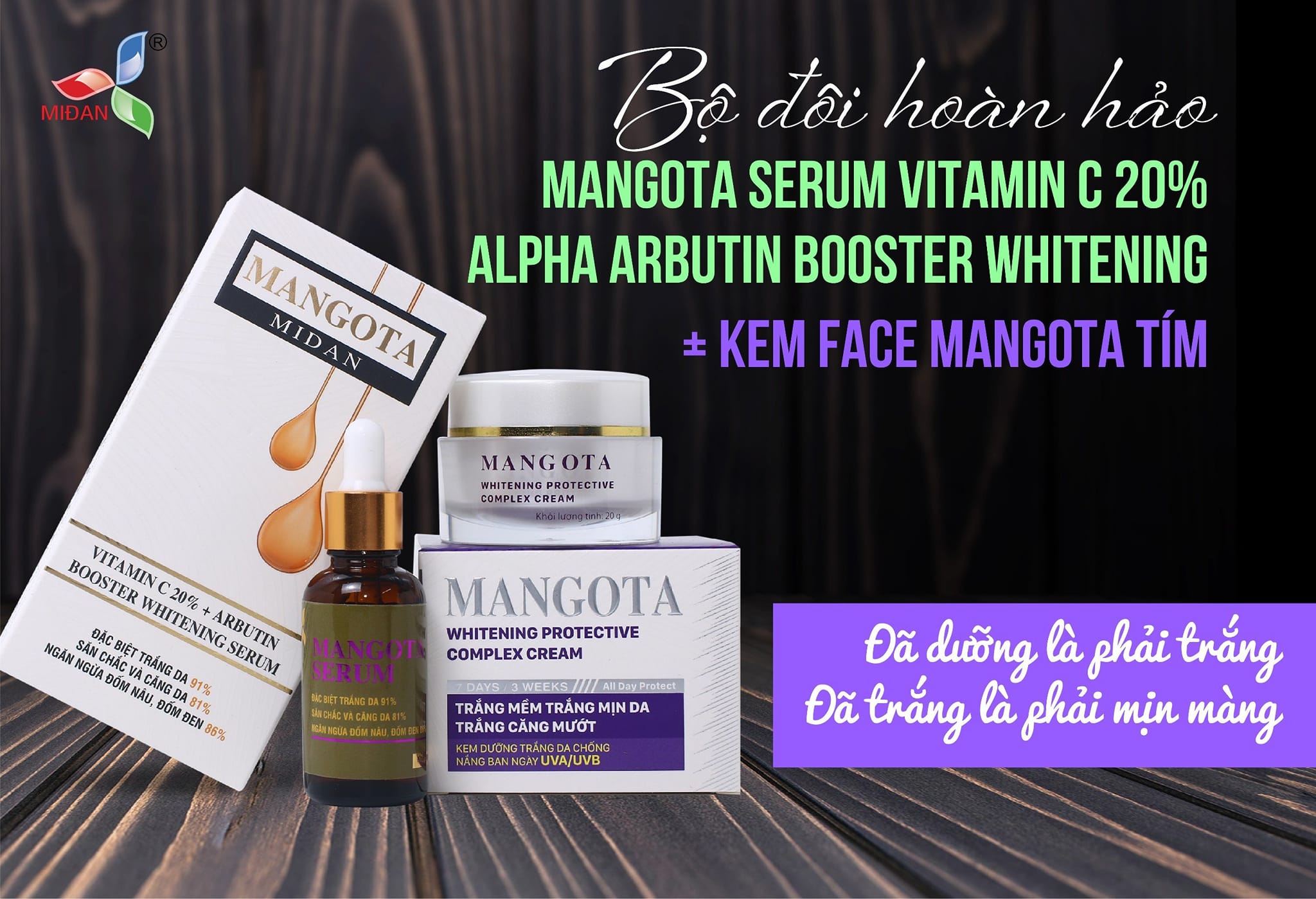 Serum Mangota Vitamin c 20% Tặng kem Face Mangotan Tím