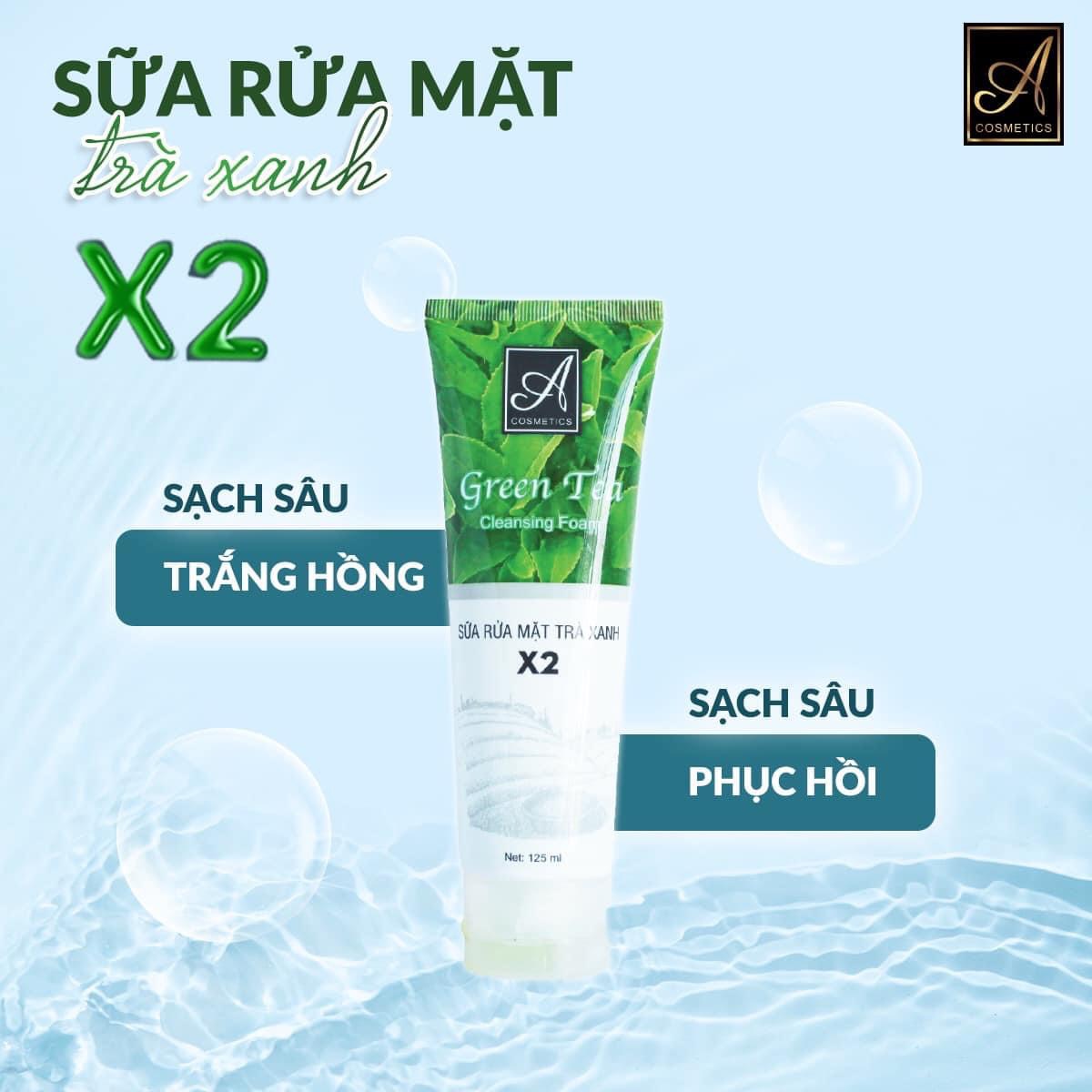 Sữa rửa mặt nhà Acosmetics làm da sạch thông thoáng hấp thụ kem dưỡng tốt hơn và trà xanh giúp trị mụn và ngăn ngừa mụn tốt