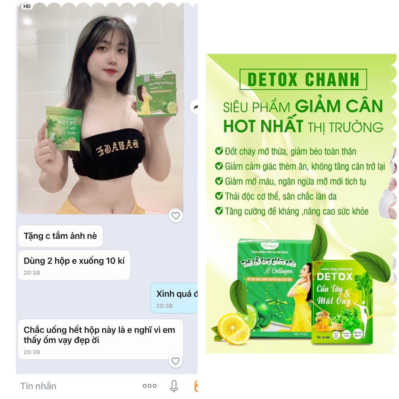 Tuyệt chiêu giảm cân an toàn từ thiên nhiên Uống mỗi ngày 1 ly Detox Chanh & 1 viên Detox Cần Tây Mật Ong