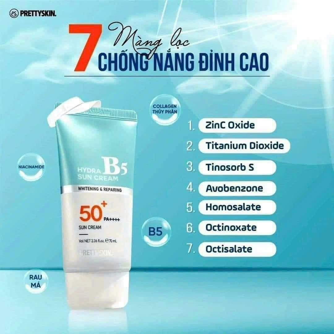 Kem Chống Nắng B5 PrettySkin dành riêng cho da nhạy cảm không gây dị ứng  không chứa hương liệu