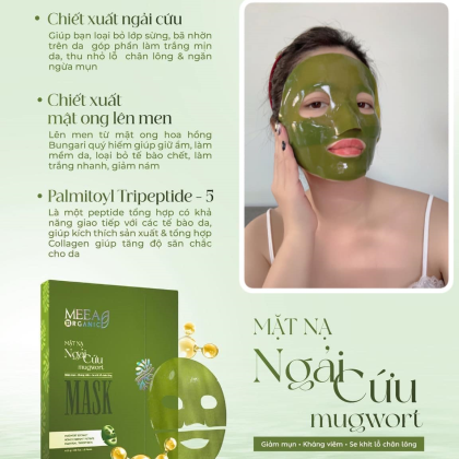 Mặt Nạ Thạch Collagen Meea Organic Màu Xanh Ngãi Cứu Mugwort Mask Hộp 5 Miếng