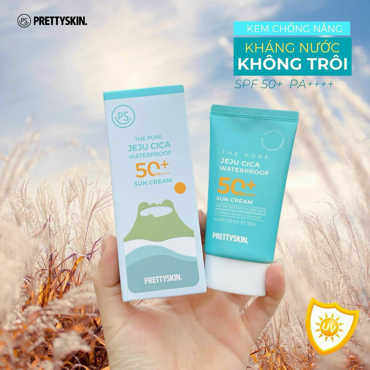 Kem Chống Nắng PrettySkin Kháng Nước The Pure Jeju Cica Waterproof