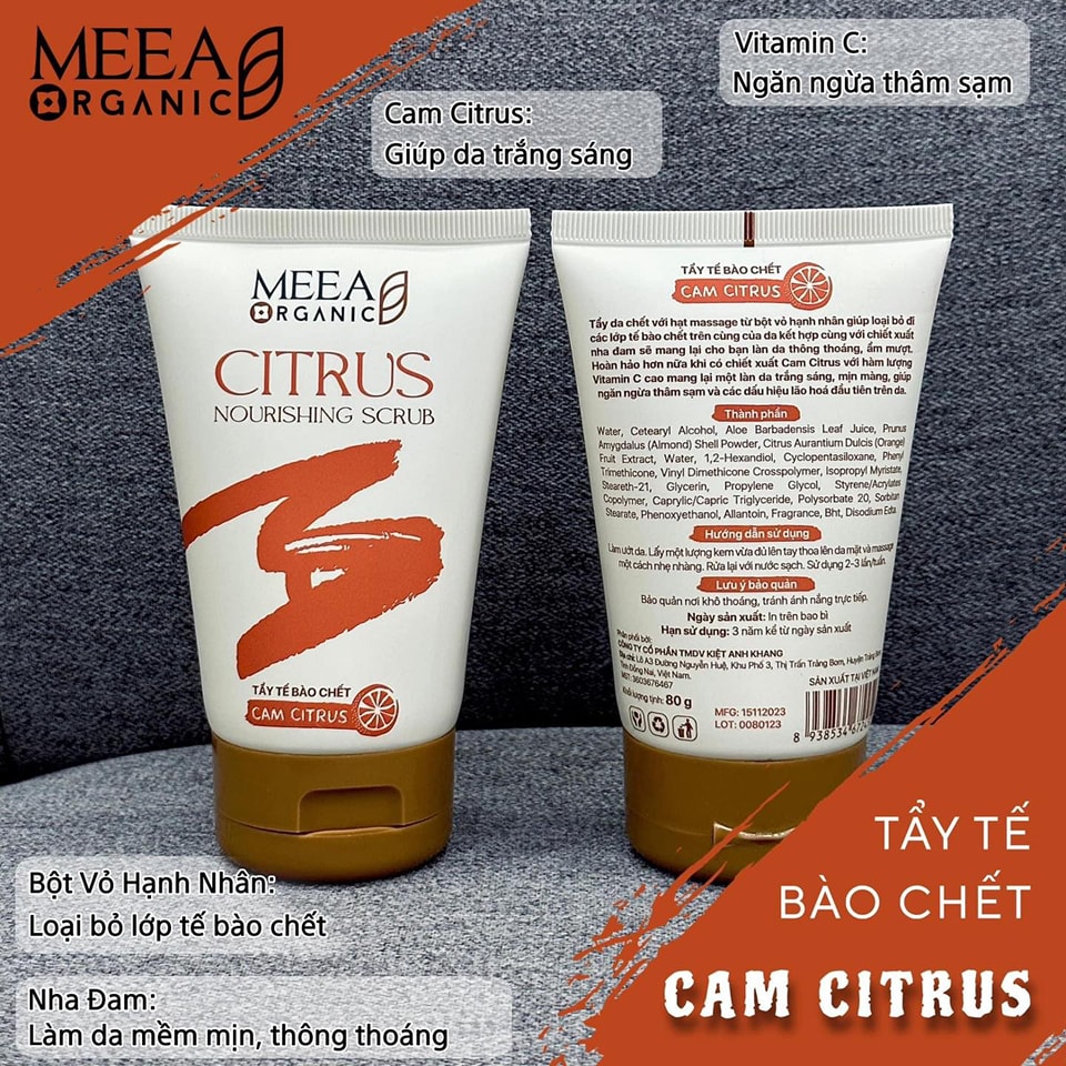 Tẩy Tế Вàо Chết Face Cam Citrus Meea Organic Nouishing Scrub