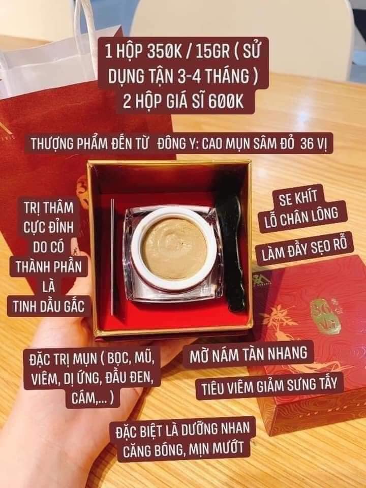 Cao mụn sâm đỏ điều trị mụn - gom cồi mụn & đẩy nhân mụn ẩn