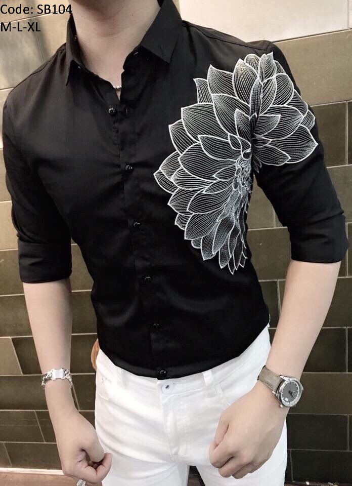Áo sơ mi nam Hàn Quốc giá sỉ in hoa cao cấp Áo sơ mi nam Hàn Quốc giá sỉ in hoa cao cấp