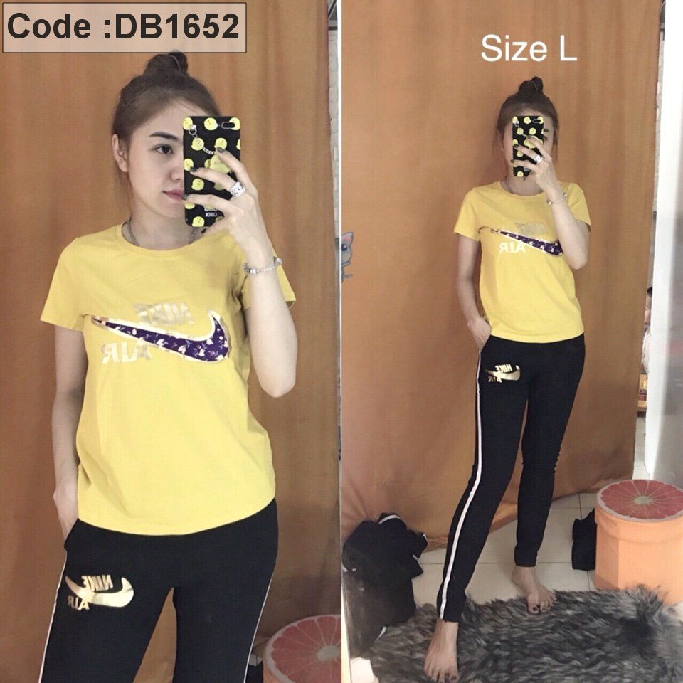 Đồ bộ quần dài áo thêu logo thể thao