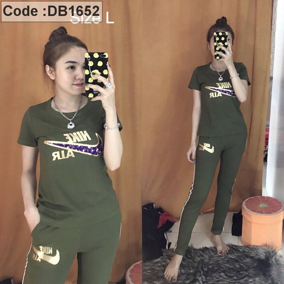 Đồ bộ quần dài áo thêu logo thể thao