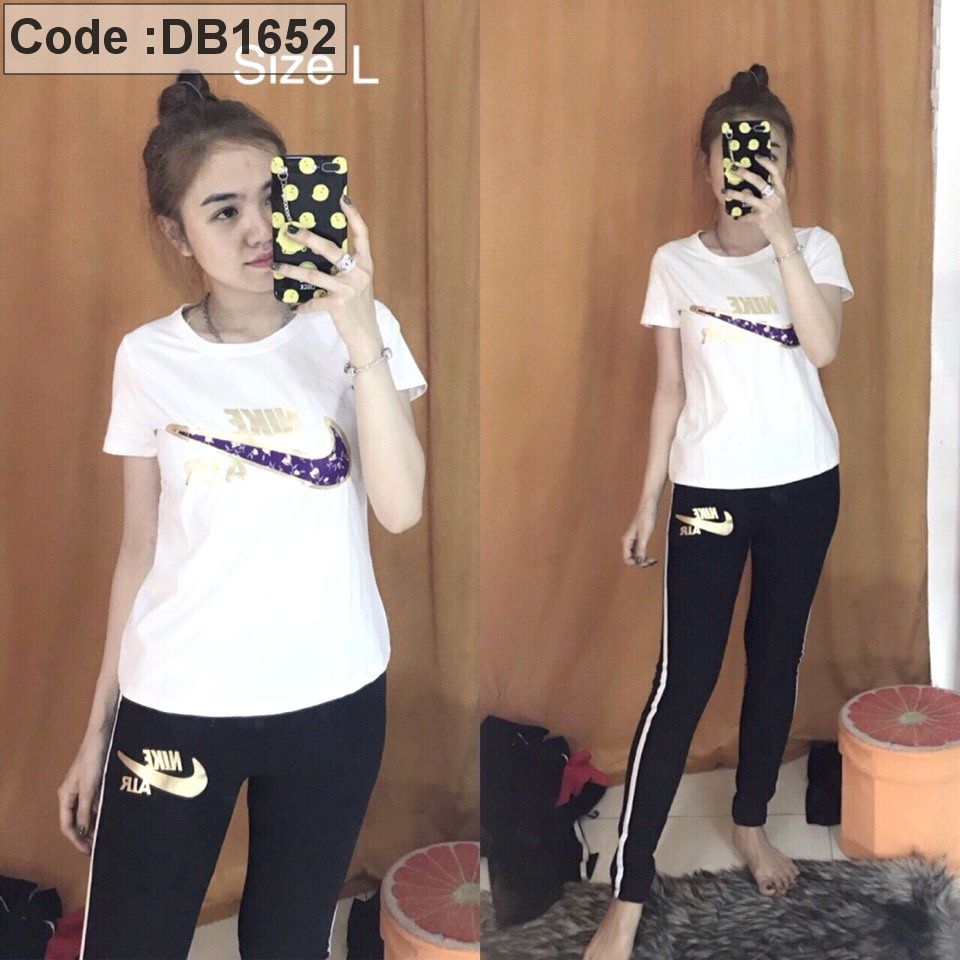 Đồ bộ quần dài áo thêu logo thể thao