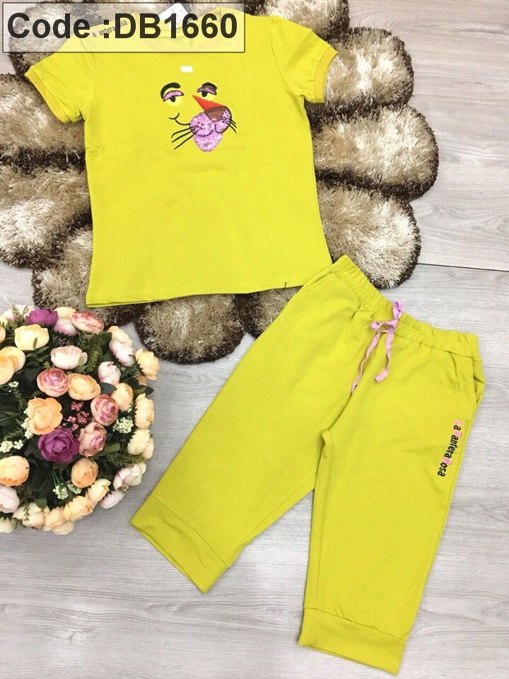Set nữ thun lửng đính kim sa con báo